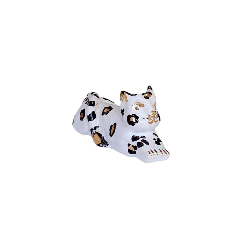 Descanso de talher cerâmica artesanal leopardo com ouro 10cm - Lolahome