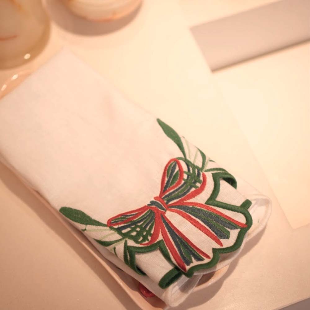TOALHA DE LAVABO LINHO PURO NATAL LAÇO 30X50
