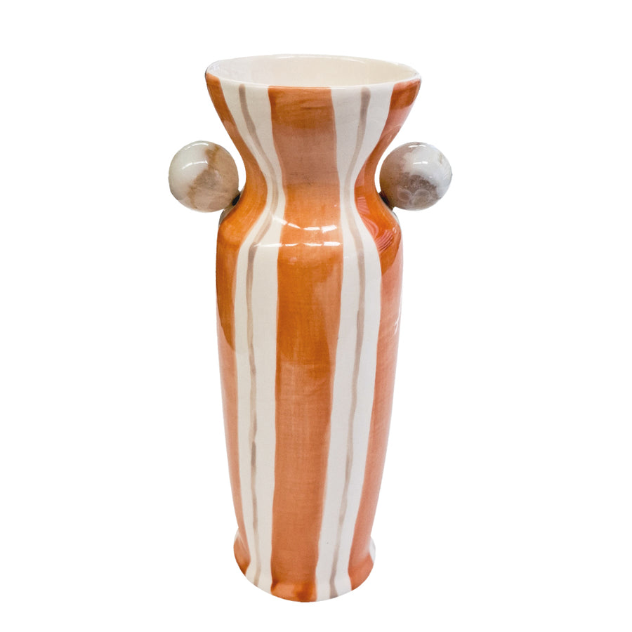 VASO CERÂMICA ARTESANAL LARANJA AGATAS 24cm (h)