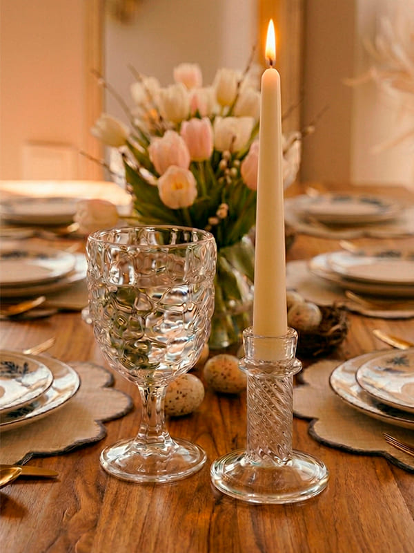 Castiçal de vidro clean transparente 8x10 cm - decoração minimalista | Lolahome