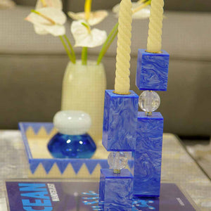 CASTIÇAL CRISTAL AZUL P 20 CM