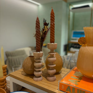 CASTIÇAL DE MADEIRA NATURAL ORNAMENT P