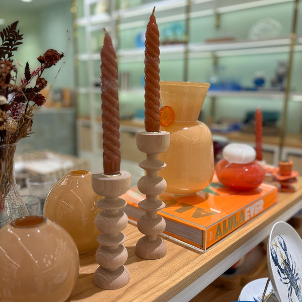 CASTIÇAL DE MADEIRA NATURAL ORNAMENT M