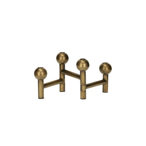 Castiçal articulado em metal envelhecido para 4 velas, 45cm de comprimento