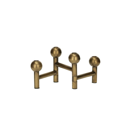Castiçal articulado em metal envelhecido para 4 velas, 45cm de comprimento