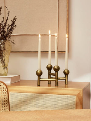 CASTIÇAL ARTICULADO  EM METAL ENVELHECIDO 4 VELAS