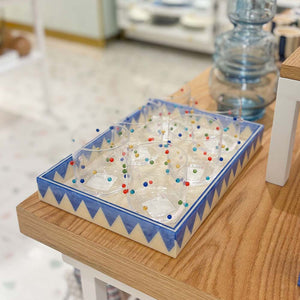 BANDEJA MOSAICO SOLARIS MARFIM E AZUL 33x23