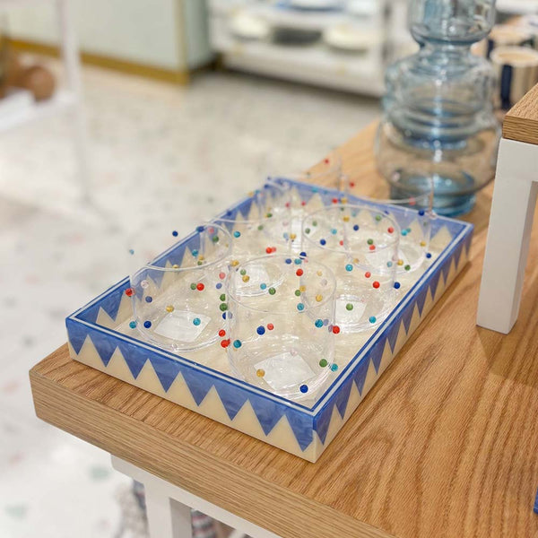 BANDEJA MOSAICO SOLARIS MARFIM E AZUL 33x23