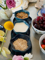 SET APERITIVO BANDEJA E 3 BOWLS CERÂMICA  AZUL