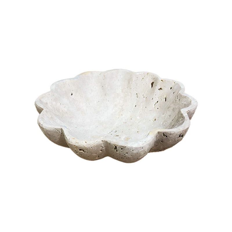 Bowl de mármore travertino esculpido em flor – vista superior – Lolahome