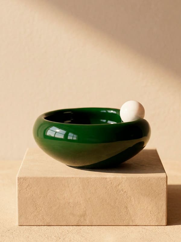 Bowl artesanal em Cristal Murano verde escuro, 15x7cm, desenvolvido no Brasil pela Lolahome