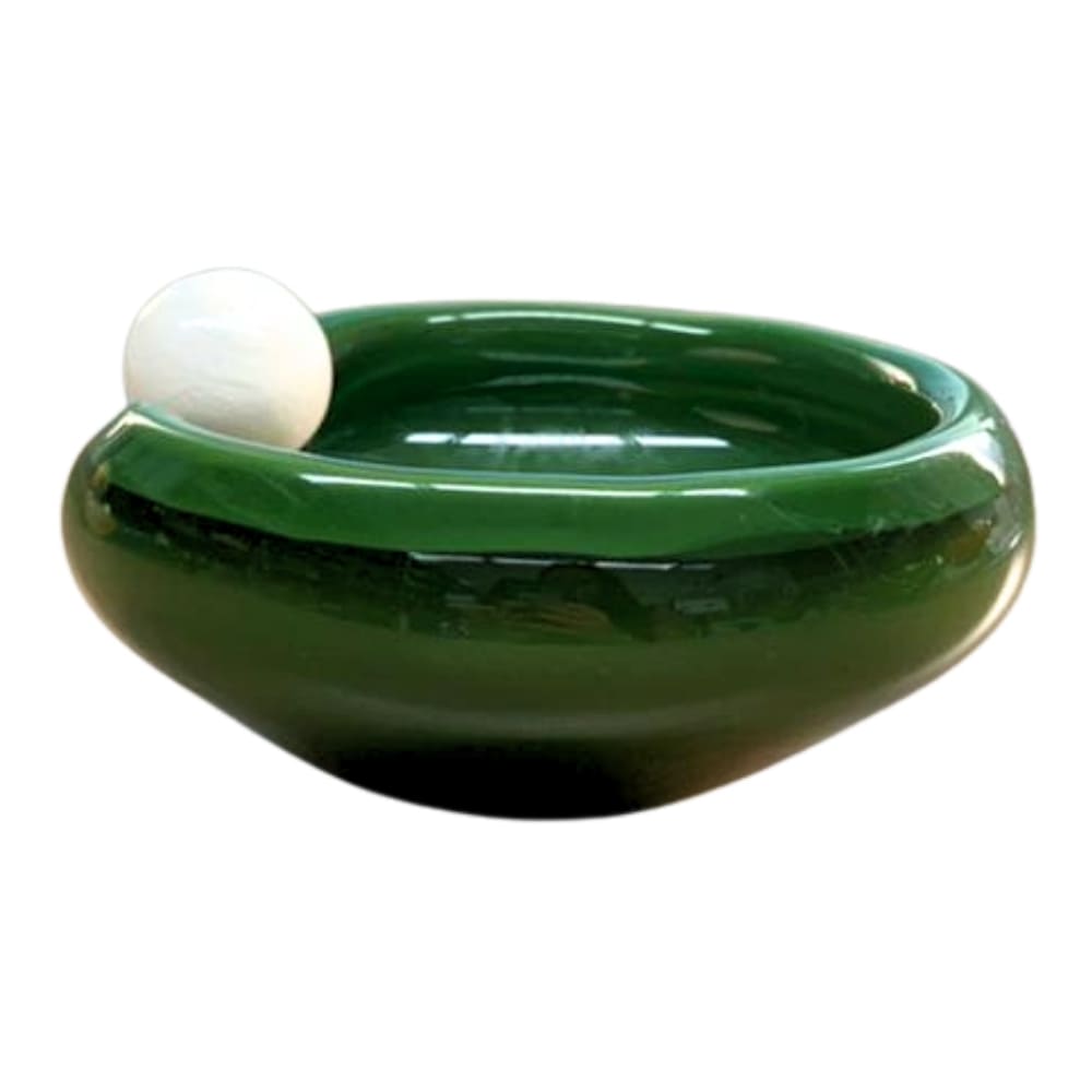 Bowl artesanal em Cristal Murano verde escuro, 15x7cm, desenvolvido no Brasil pela Lolahome