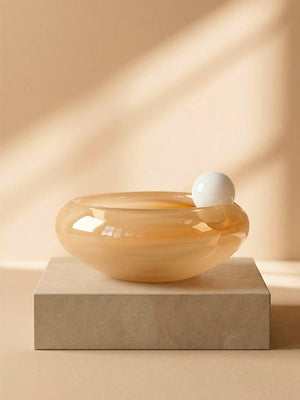 Bowl artesanal em Cristal Murano amarelo claro, 15x7cm, desenvolvido no Brasil pela Lolahome