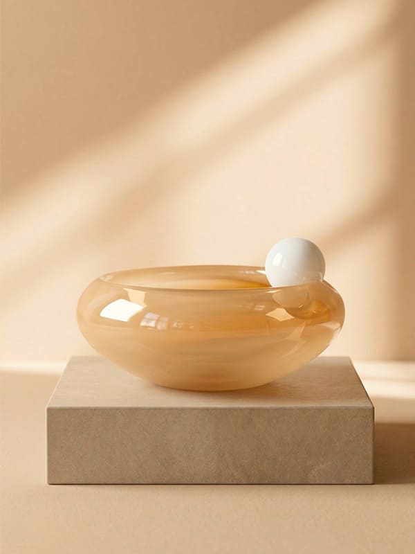 Bowl artesanal em Cristal Murano amarelo claro, 15x7cm, desenvolvido no Brasil pela Lolahome