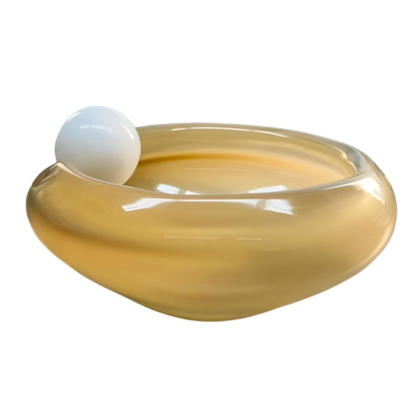 Bowl artesanal em Cristal Murano amarelo claro, 15x7cm, desenvolvido no Brasil pela Lolahome