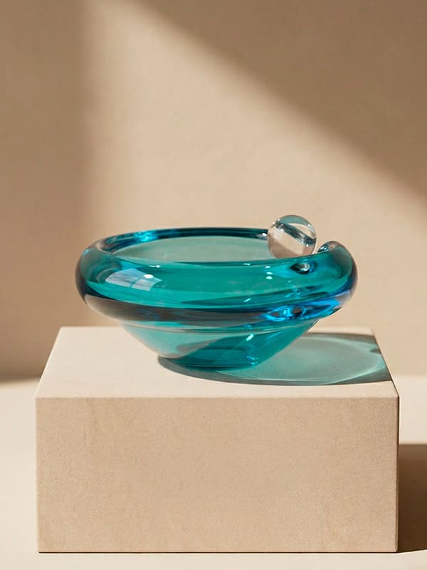 Bowl artesanal em Cristal Murano azul claro, 15x7cm, desenvolvido no Brasil pela Lolahome