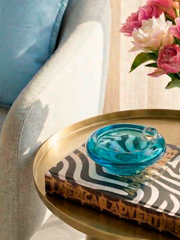 Bowl murano cristaol azul acqua, 15cm de largura, autoral Lolahome