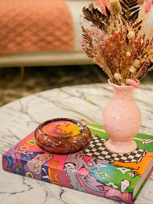 Bowl artesanal em Cristal Murano rosa, 15x7cm, desenvolvido no Brasil pela Lolahome