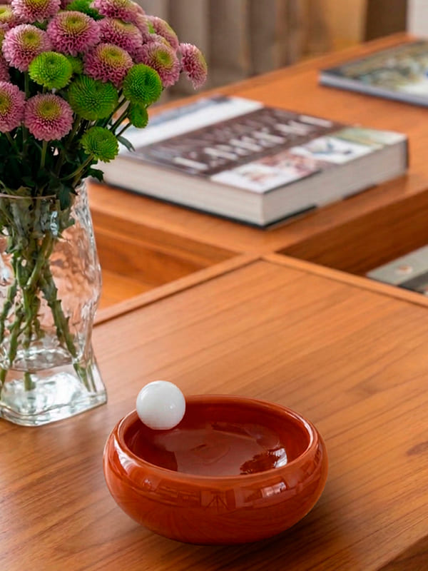 Bowl artesanal em Cristal Murano âmbar, 15x7cm, desenvolvido no Brasil pela Lolahome