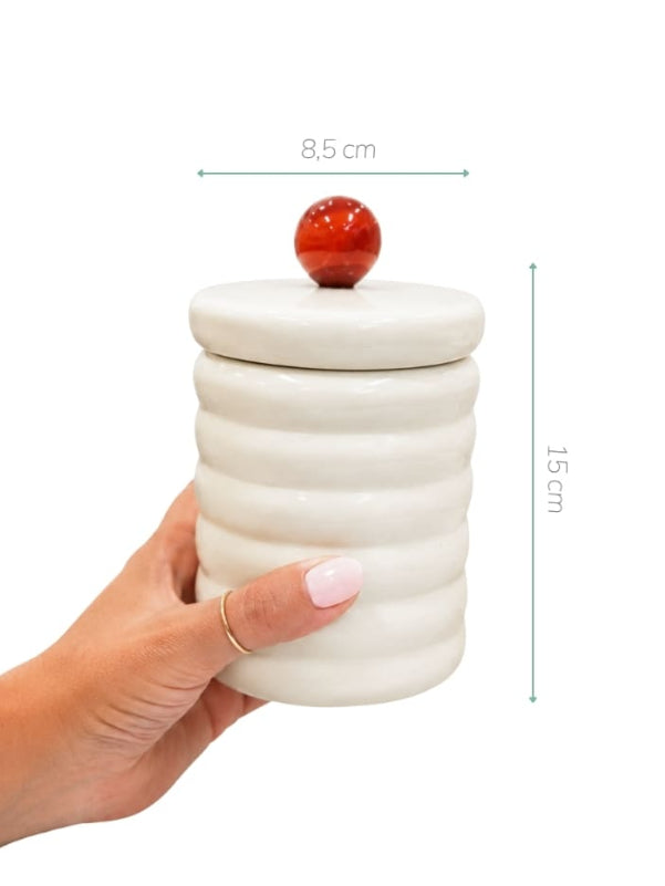 POTE CERÂMICA ARTESANAL COM ÁGATA NATURAL 15CM