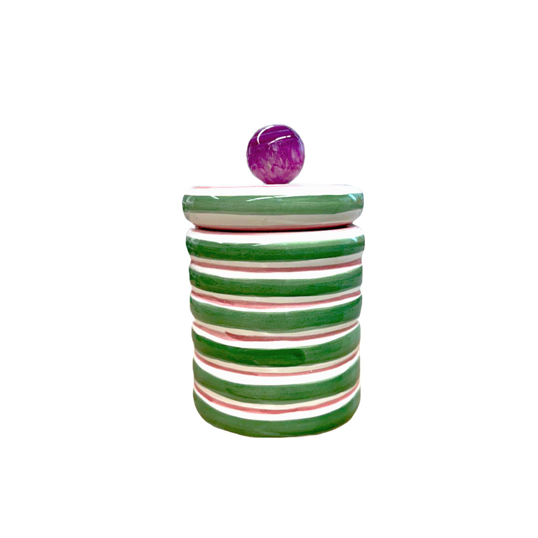 POTE CERÂMICA ARTESANAL COM ÁGATA VERDE 15CM
