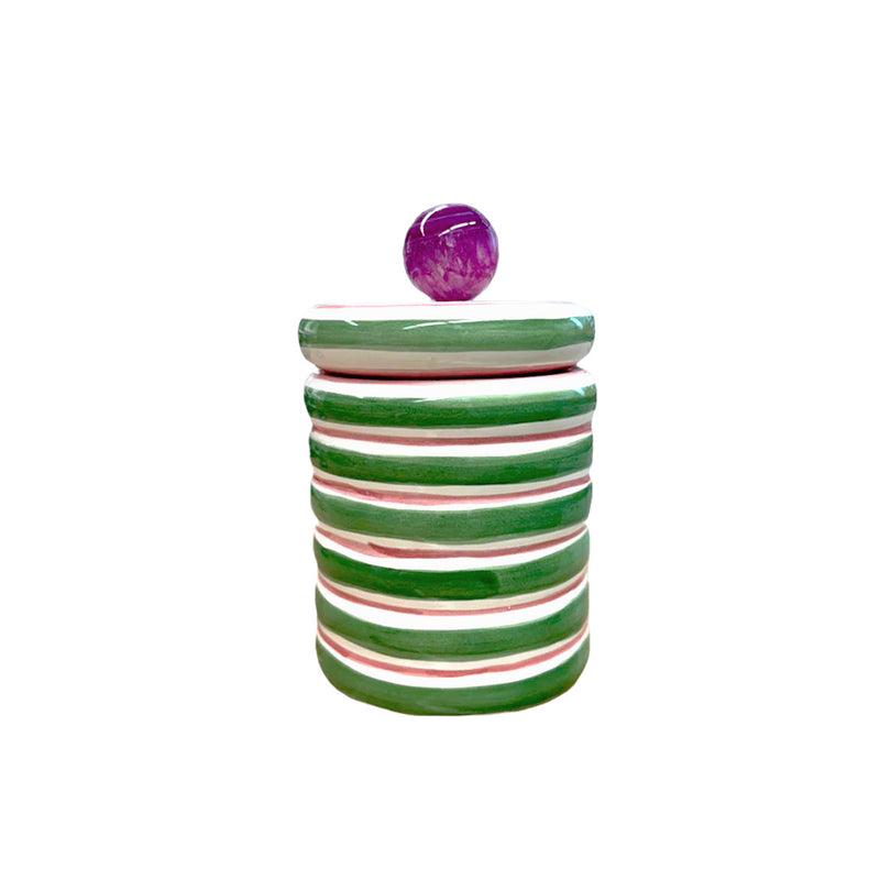 POTE CERÂMICA ARTESANAL COM ÁGATA VERDE 15CM