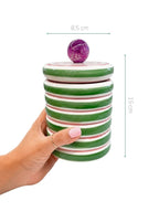 POTE CERÂMICA ARTESANAL COM ÁGATA VERDE 15CM