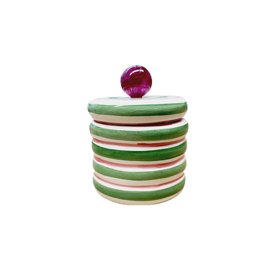 POTE CERÂMICA ARTESANAL COM ÁGATA VERDE 10CM