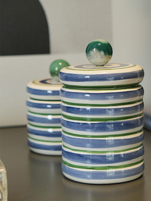 POTE CERÂMICA ARTESANAL COM AGATA AZUL 10CM