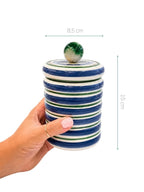 POTE CERÂMICA ARTESANAL COM ÁGATA AZUL 15CM