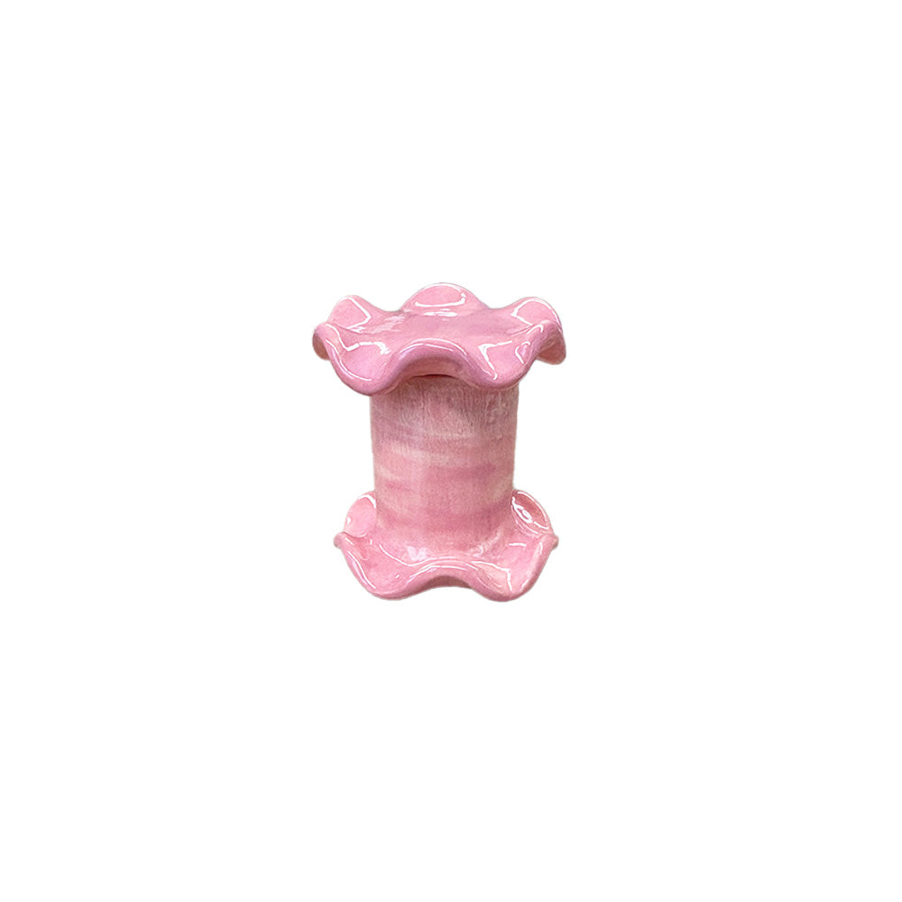 AÇUCAREIRO CERÂMICA ARTESANAL BABADO ROSA