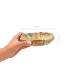 Saboneteira de ônix formato concha 16cm vista superior destacando o formato e a textura natural – Lolahome