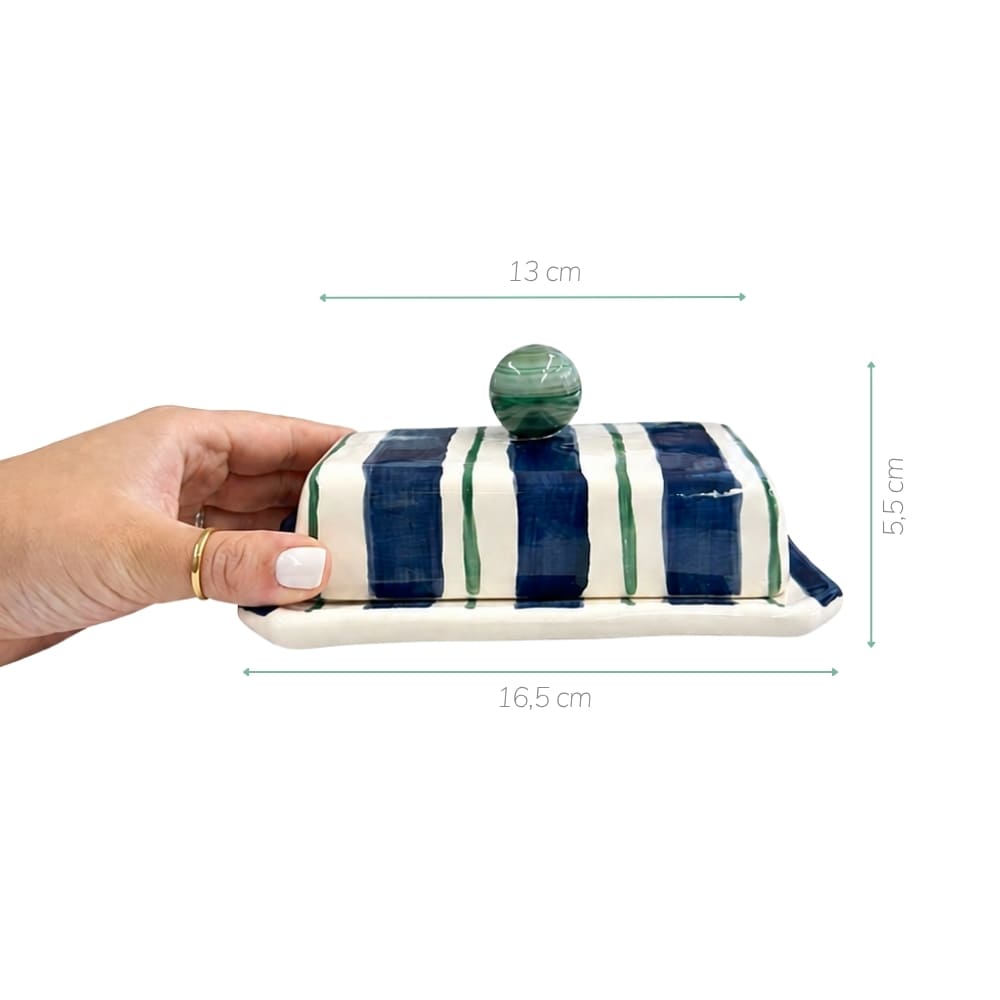 MANTEIGUEIRA CERÂMICA ARTESANAL AGATA AZUL