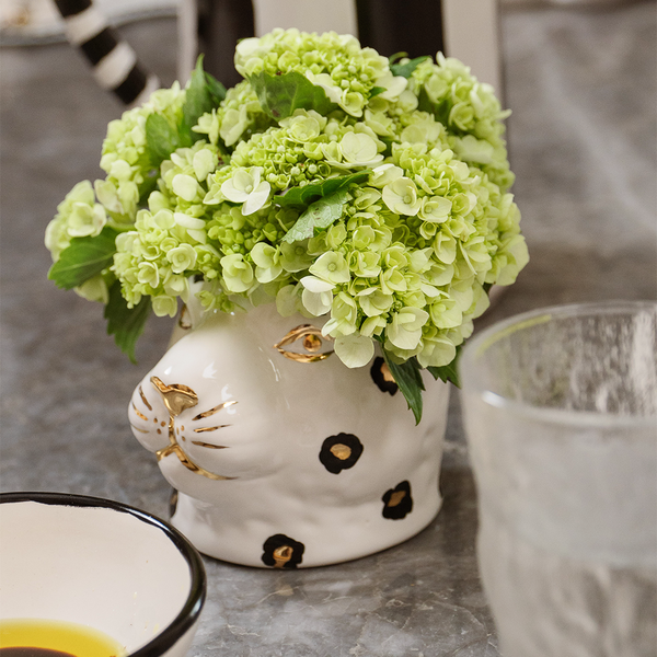 VASO CERÂMICA ARTESANAL COM OURO LEOPARDO P 7CM