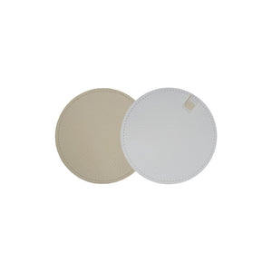 PORTA COPO DUPLA FACE IMPERMEÁVEL REDONDO BRANCO E BEGE 11 CM