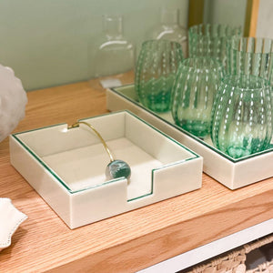 PORTA GUARDANAPO QUARTZO MARFIM 20X20CM