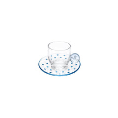 XÍCARA E PIRES EM VIDRO FIZZ AZUL 120ML