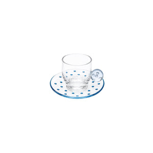 XÍCARA E PIRES EM VIDRO FIZZ AZUL 120ML