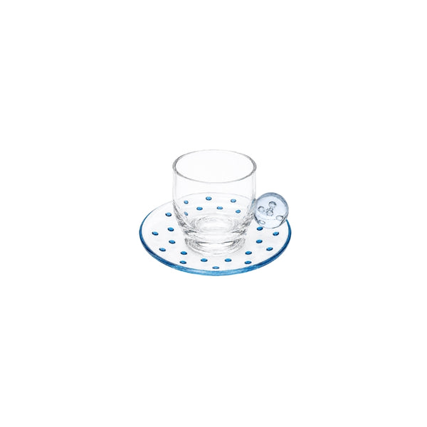 XÍCARA E PIRES EM VIDRO FIZZ AZUL 120ML
