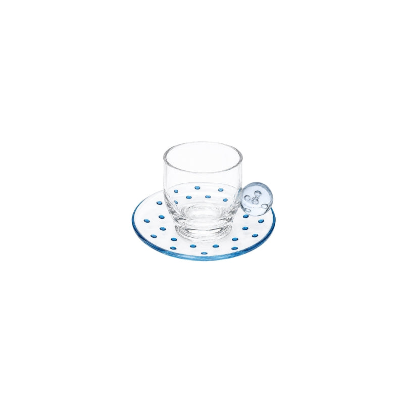 XÍCARA E PIRES EM VIDRO FIZZ AZUL 120ML