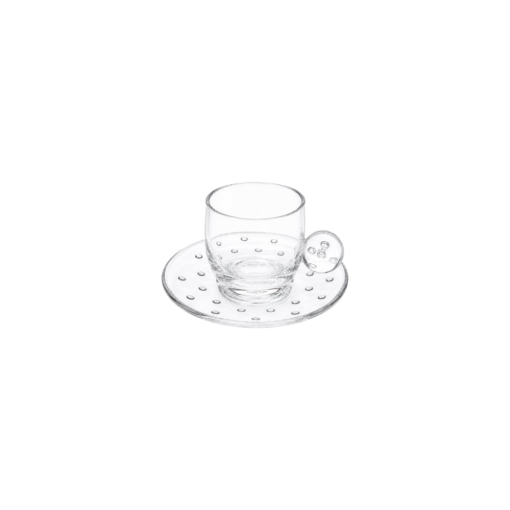 XÍCARA E PIRES EM VIDRO FIZZ TRANSPARENTE 120ML