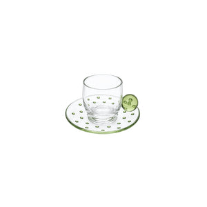 XÍCARA E PIRES EM VIDRO FIZZ VERDE 120ML