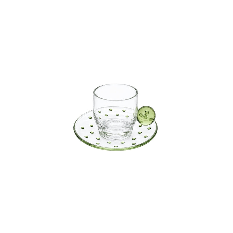 XÍCARA E PIRES EM VIDRO FIZZ VERDE 120ML