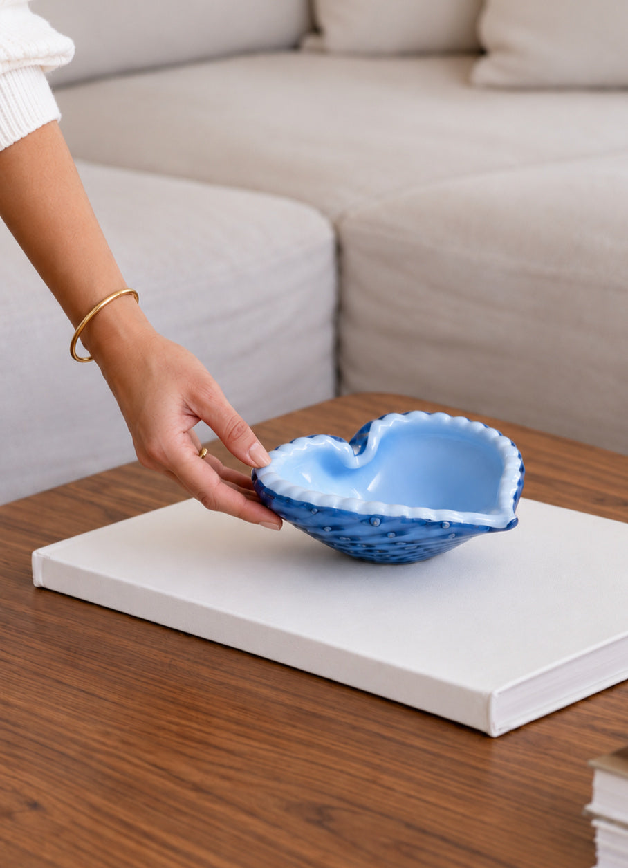 Bowl de Murano Coração Cuore Azul 15x16cm