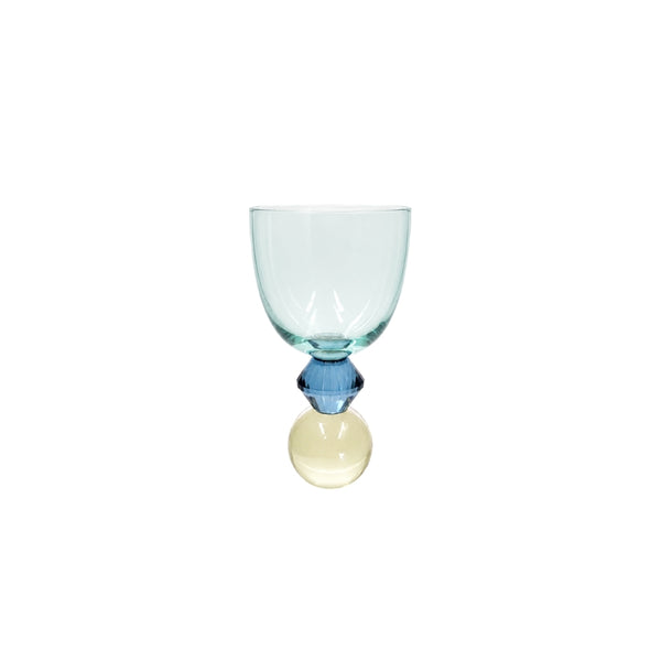 TAÇA DE VIDRO E CRISTAL GIOIA AZUL E ÂMBAR 300ML