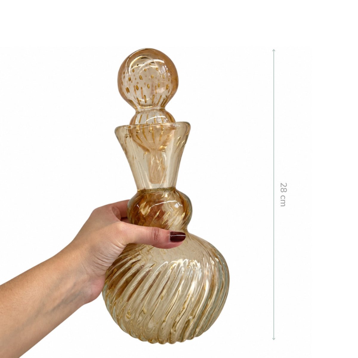 Garrafa de Murano Francesa Bege com Tampa 28cm
