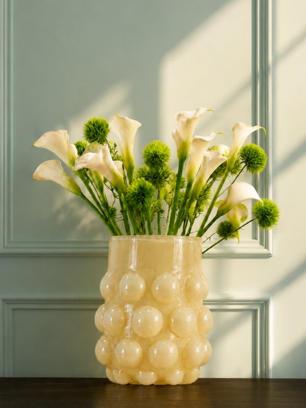 VASO DE VIDRO DOTS CHAMPAGNE G 32CM