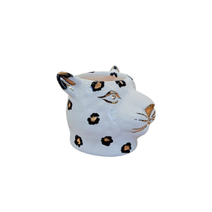 VASO CERÂMICA ARTESANAL COM OURO LEOPARDO P 7CM