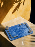 BANDEJA RETANGULAR CRISTAL AZUL 33X23CM