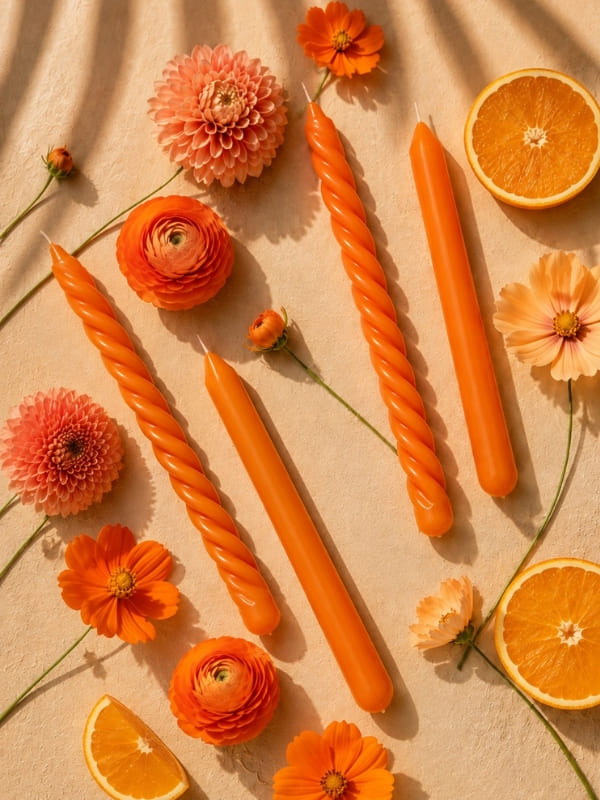 VELAS PARA CASTIÇAL CÔNICA LARANJA 18 CM - 02 UNIDADES